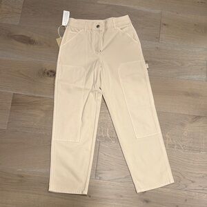 Aritzia Cream Brennan Pants with Front Patch Pockets